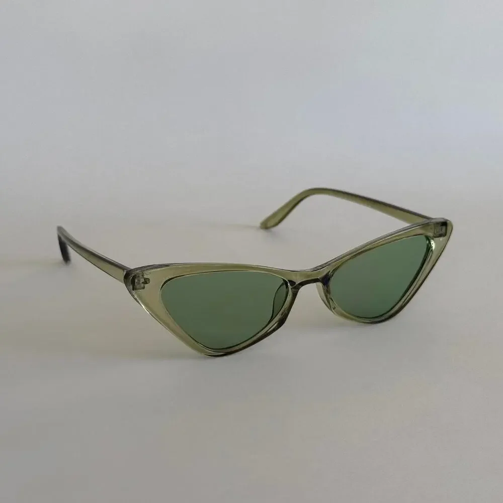 Y2K Cat Eye Green Black Sunglasses Unisex Retro Streetwear UVA UVB